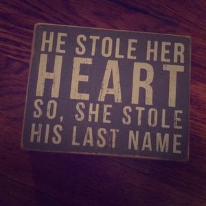 “He stole her heart so, she stole his last name”